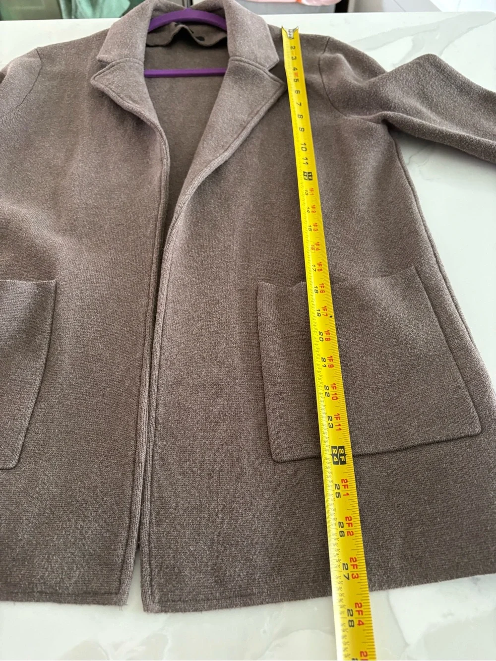 Quince Brown Knit Open-Front Cardigan S